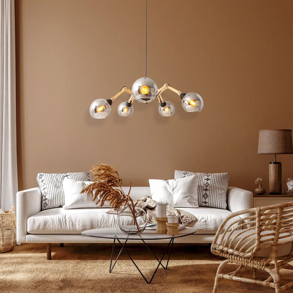 Suspension Näve en verre Soito d: 80 cm 5 lumières Naeve