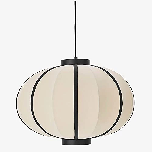 NAMFMSC E27 Source de lumière Simple tête Ronde Simple Suspension Japonaise rétro Classique Lanterne Tissu Lustre Abat-Jou...