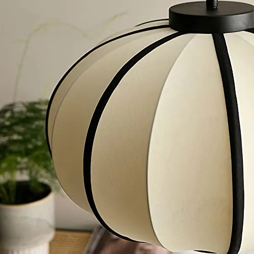 NAMFMSC E27 Source de lumière Simple tête Ronde Simple Suspension Japonaise rétro Classique Lanterne Tissu Lustre Abat-Jou...