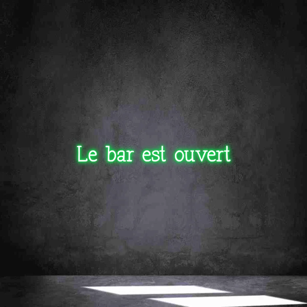 Néon personnalisé: Le bar est ouve...