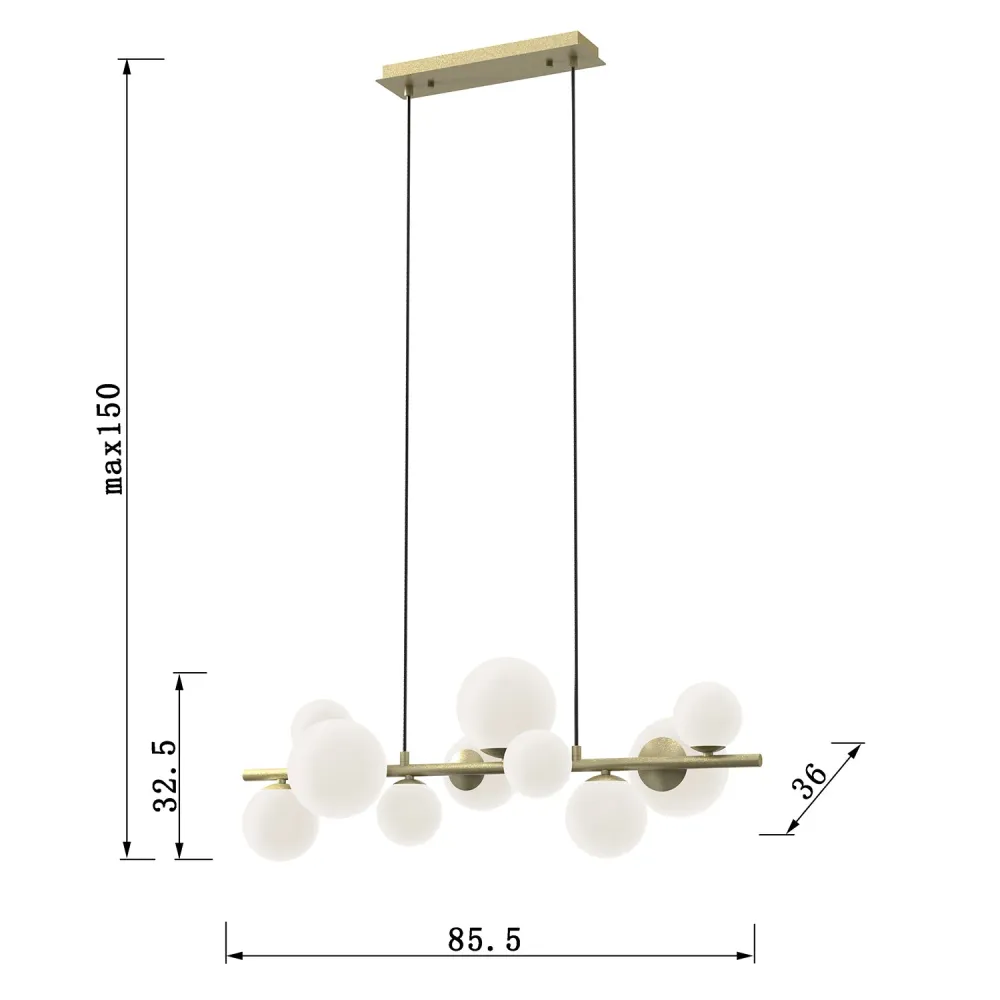 Suspension linéaire Onli Lighting Paloma 10L G9 L 85,5 cm