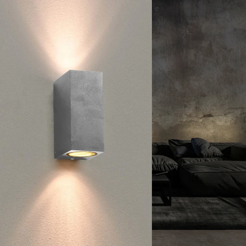 Applique Murale Argent LED Carrée IP44 double faisceau GU10 Optonica