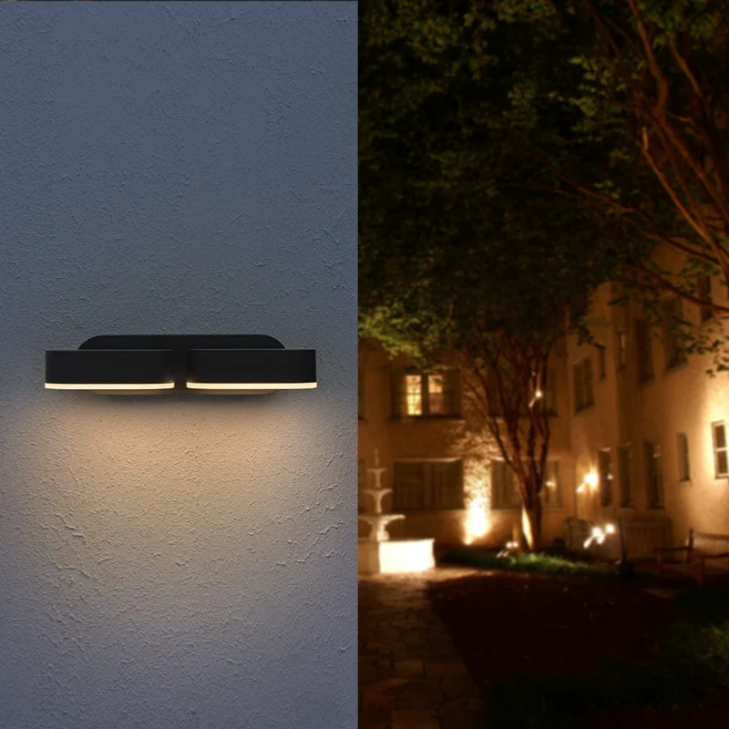 Applique Murale Double Noire LED 12W IP54 Orientable Ovale Optonica