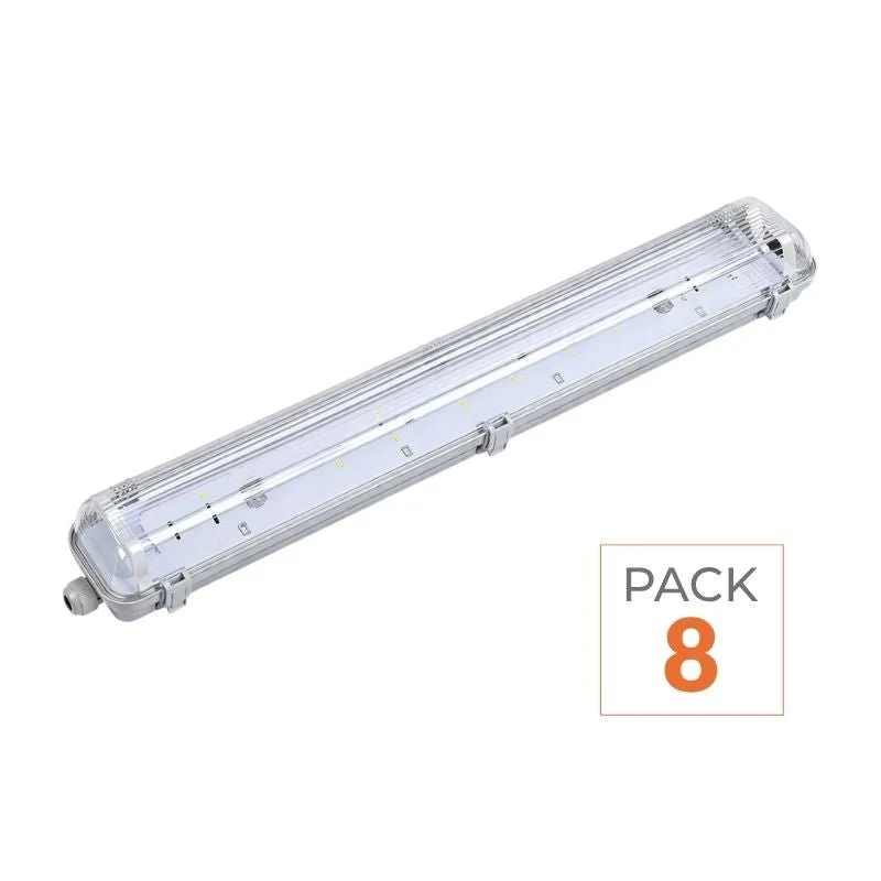 Réglette étanche pour Tube LED T8 120cm IP65 (Boitier vide) (Pack de 8) Optonica