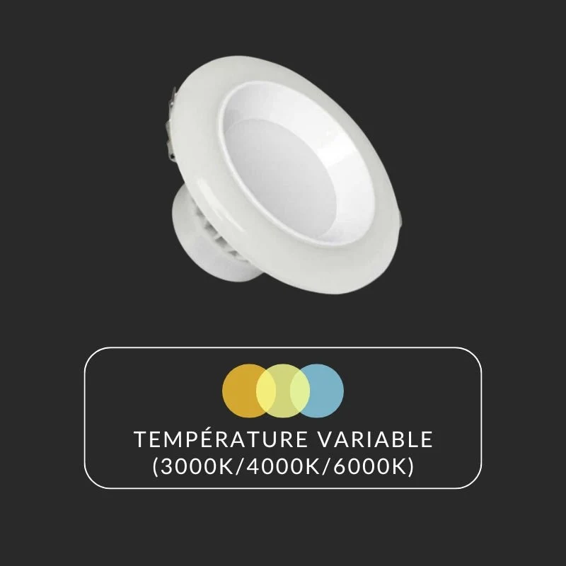 Spot LED Encastrable Lumière Variable 12W - 3000K/4000K/6500K Optonica