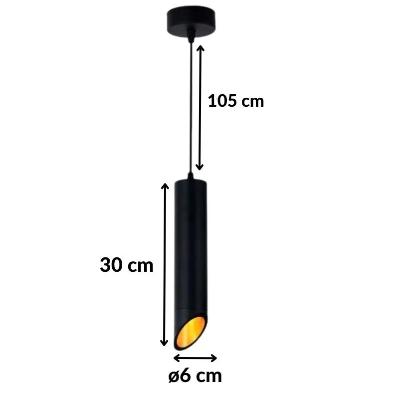 Suspension Luminaire Biseautée GU10 IP20 30cm Noir / Or Optonica