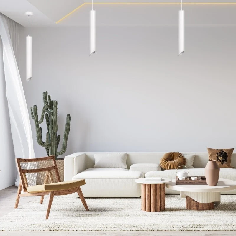 Suspension Luminaire Biseautée GU10 IP20 50cm Blanc Optonica