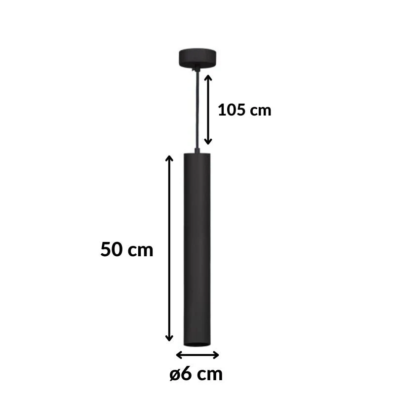 Suspension Luminaire GU10 IP20 50cm Noire Optonica