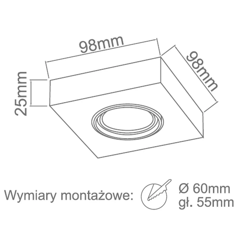 Spot encastré Orlicki Design Arni 1L GU10 L 9,8 cm