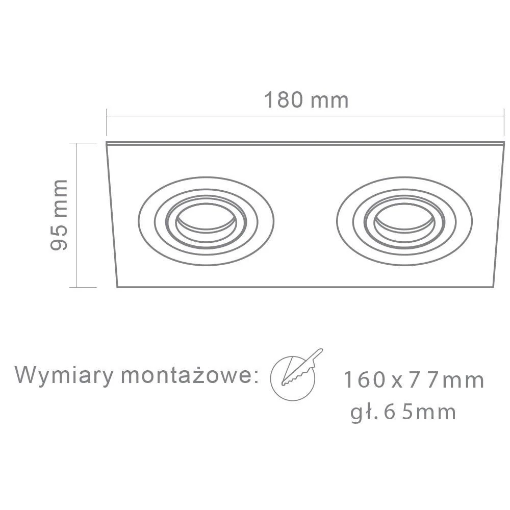 Spot encastré Orlicki Design Fasto 6L LED, largeur 18 cm