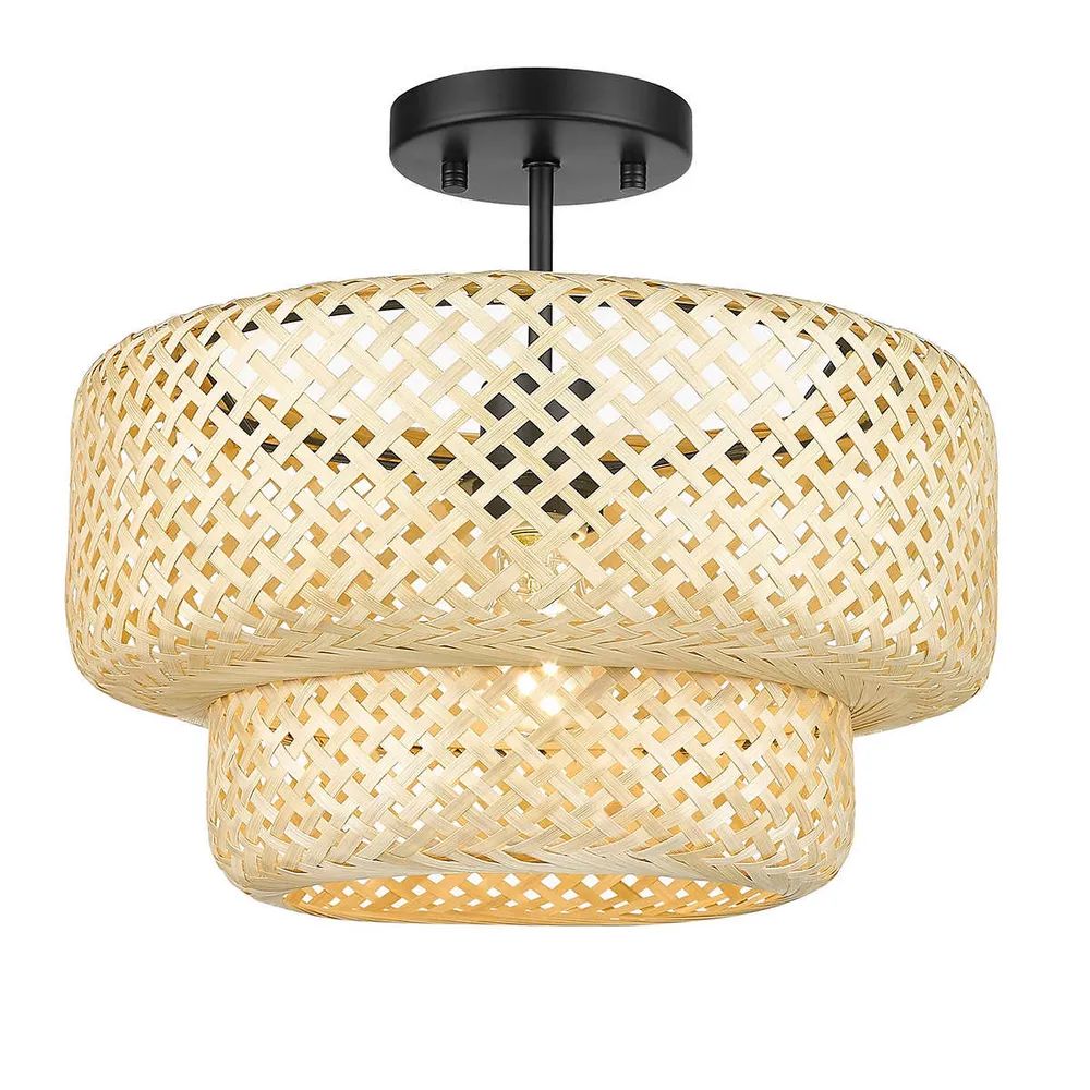 OVE - Decors plafonnier semi-encastré à 1 lumière en bambou Makara