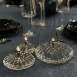 Lampe à Huile Disque Élégant en Verre - Peri Living
