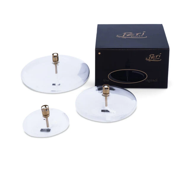 Lampe à Huile Disque en Verre Transparent ou Noir - Peri Living Verre