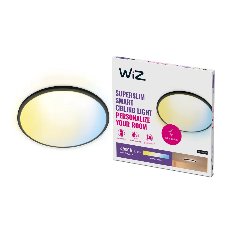 WiZ White Ambiance Plafón Negro Tunable White 32W 3800lm 0169071018 Philips