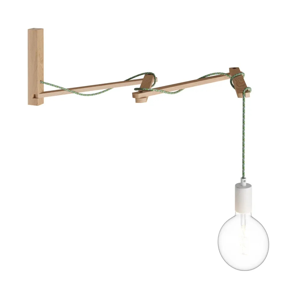 Pinocchio XL, support mural réglable en bois pour lampes murales