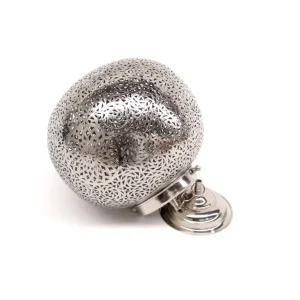 Plafonnier Arabe Sphère Artisanat Marocain Nickelé Ajouré - Modèle Kurwaa - 28 cm