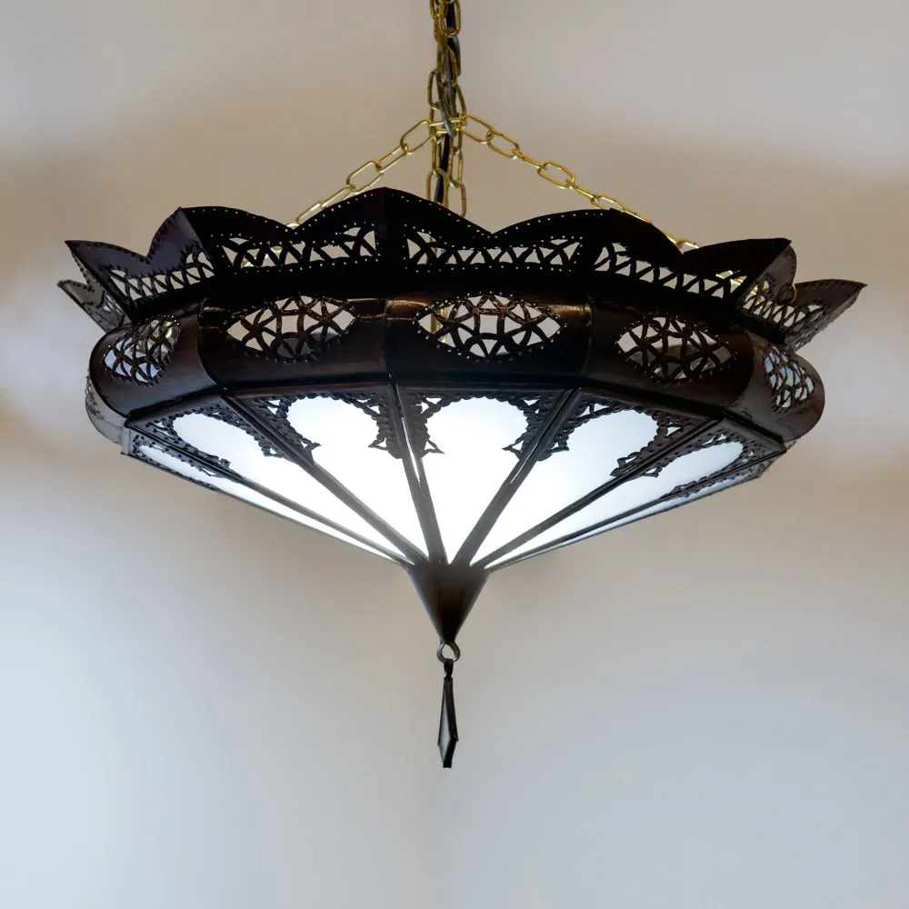Plafonnier Arabe en Verre Blanc A16 39x17