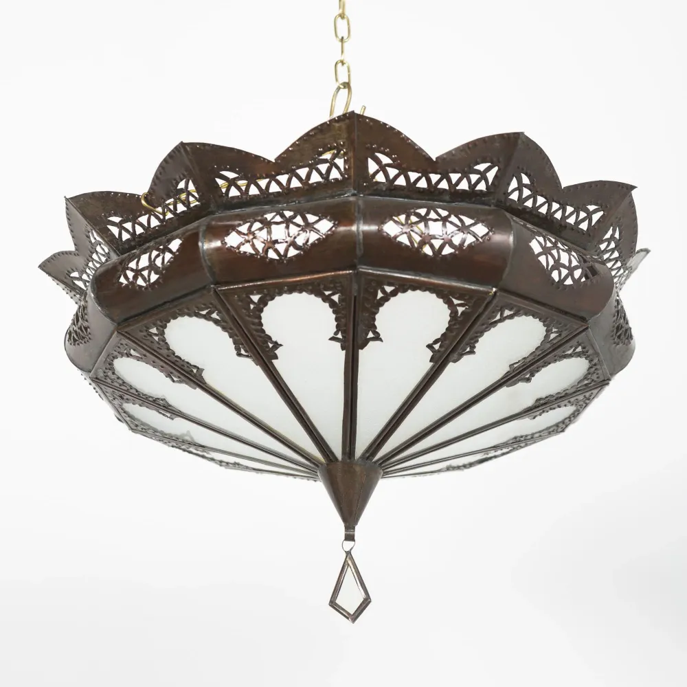 Plafonnier Arabe en Verre Blanc A16 39x17