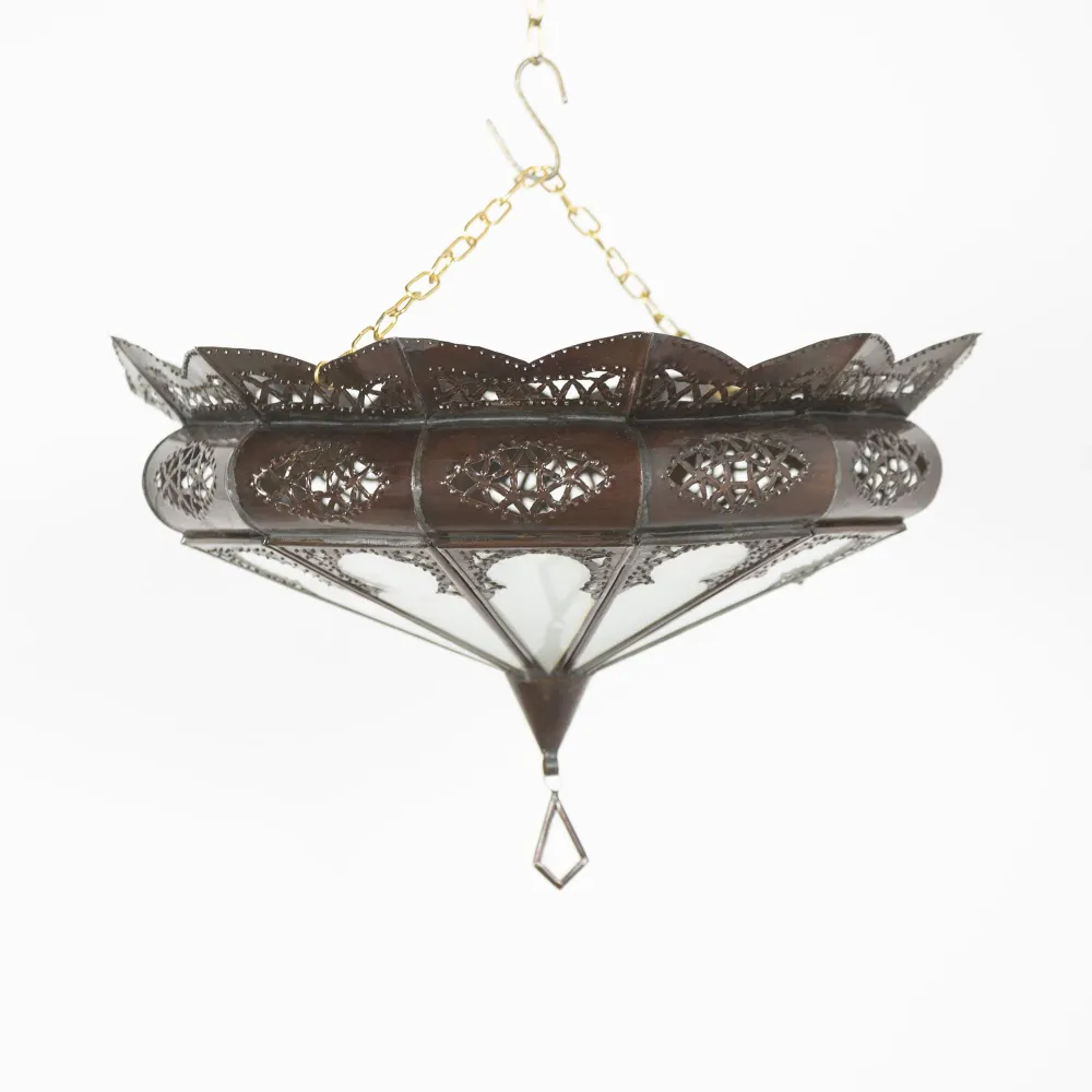 Plafonnier Arabe en Verre Blanc A16 39x17