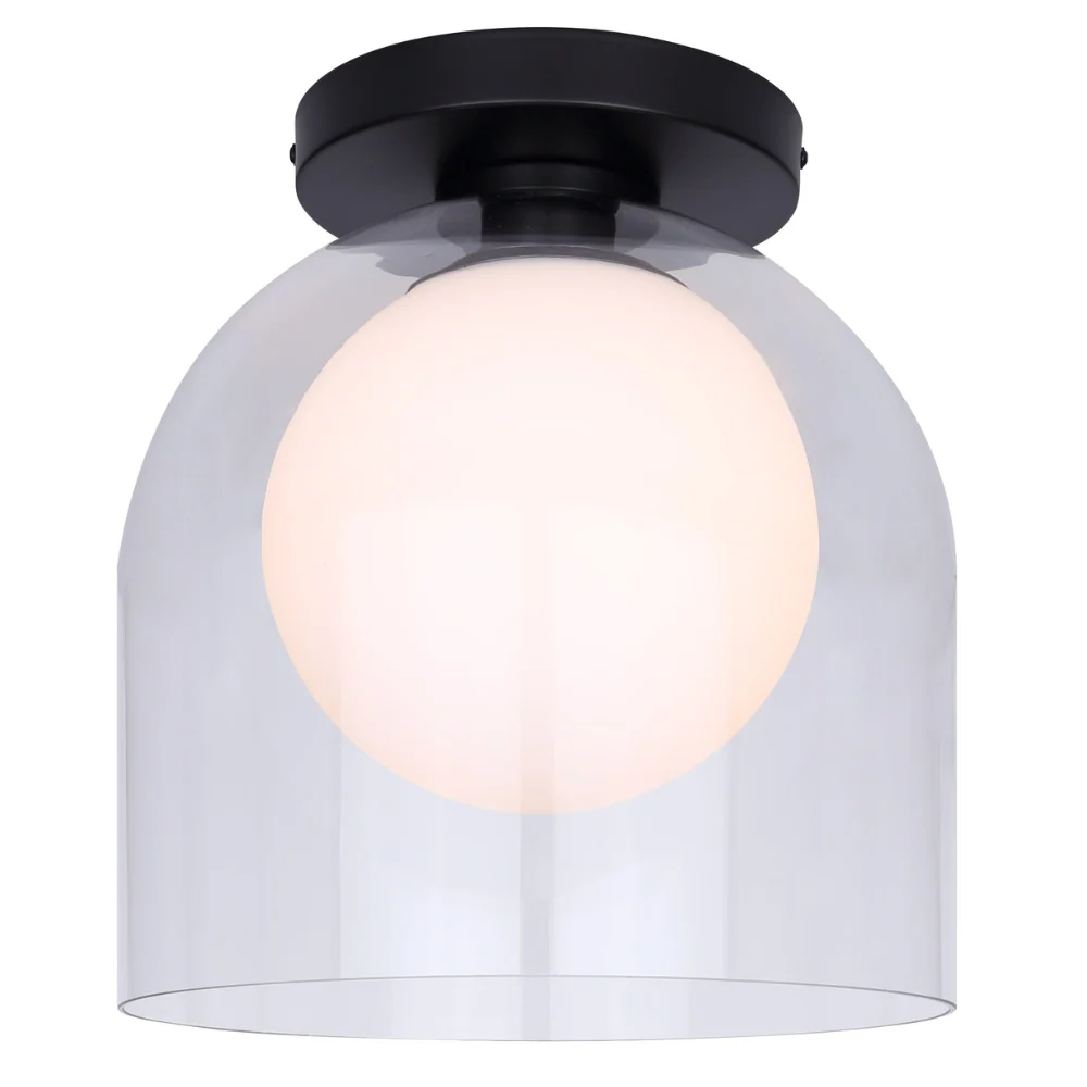 Plafonnier canarm pelia transparent et verre opale clair uni