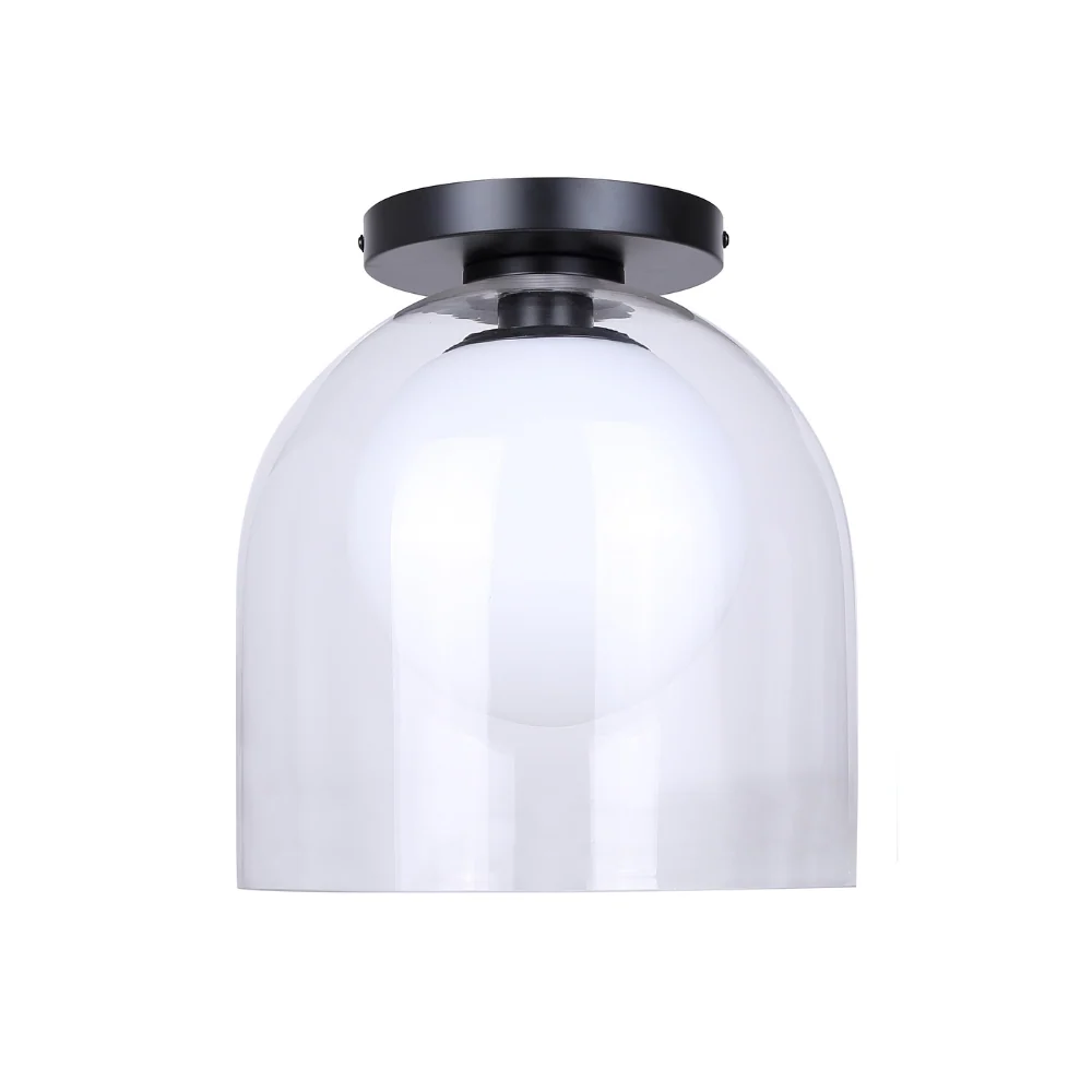 Plafonnier canarm pelia transparent et verre opale clair uni