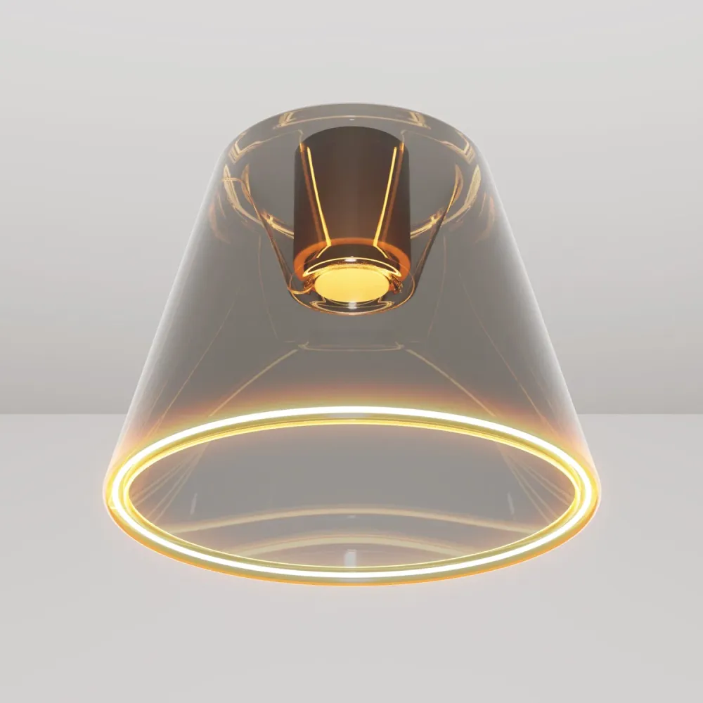 Plafonnier design avec ampoule Ghost en forme de cône smoky - Noir