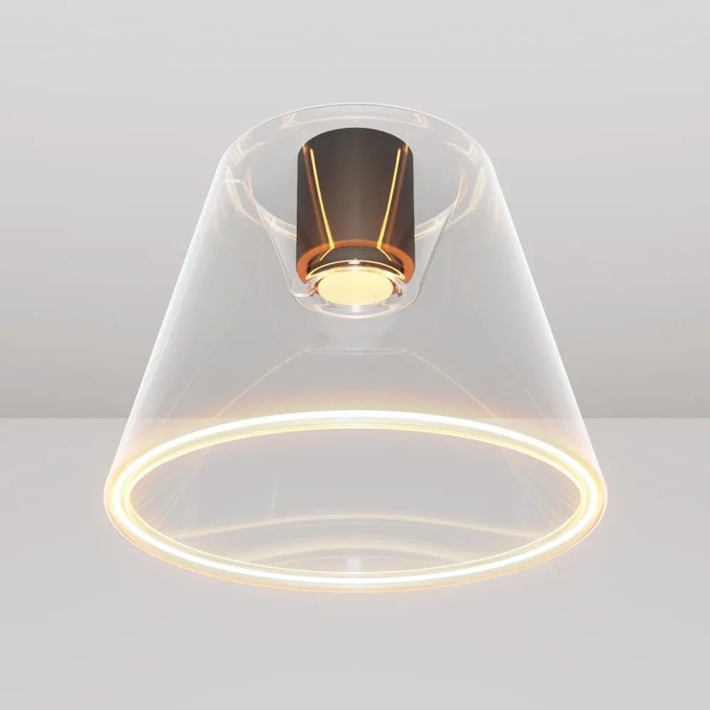 Plafonnier design avec ampoule Ghost en forme de cône transparent - Noir