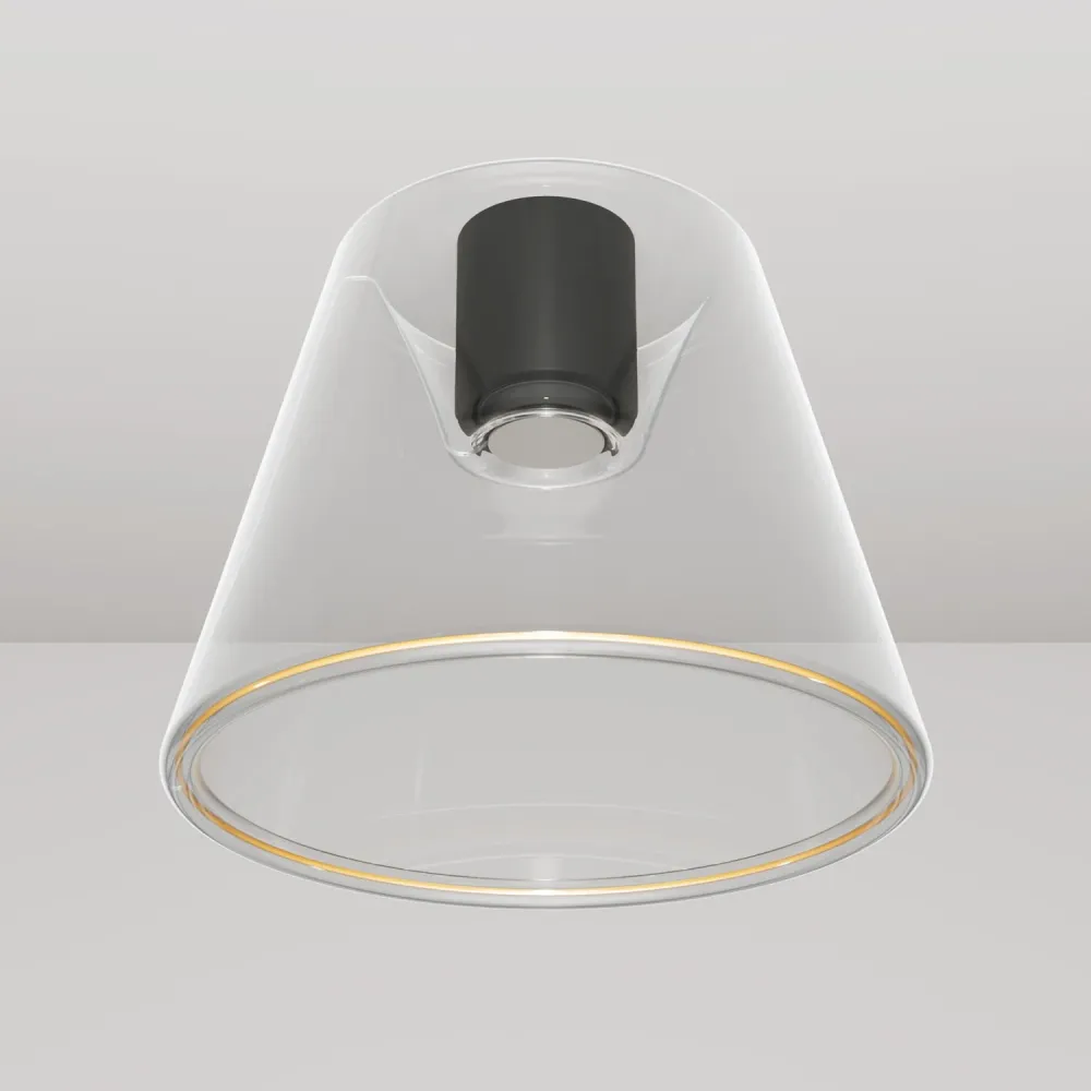 Plafonnier design avec ampoule Ghost en forme de cône transparent - Noir