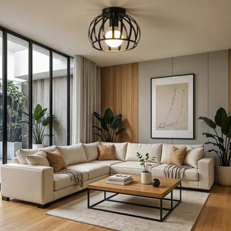Plafonnier LED rond intérieur en métal