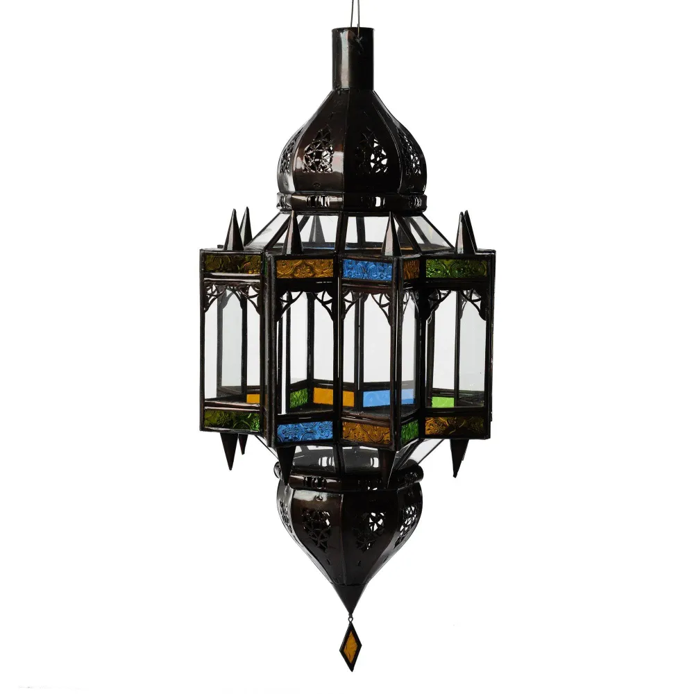 Plafonnier marocain en verre et fer forgé Asad