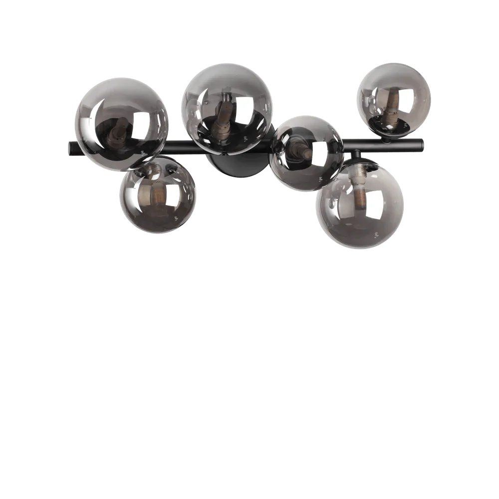 Plafonnier PERLAGE PL6 noire diffuseurs fumé