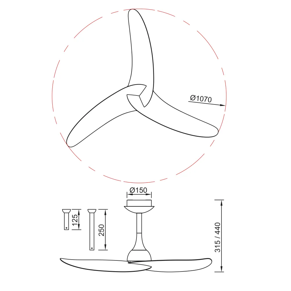 Plafonnier ventilateur IPANEMA noir et aspect bois Mantra 9042