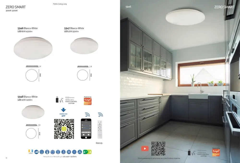 Plafonnier ZERO SMART Blanc D38 Mantra 5947