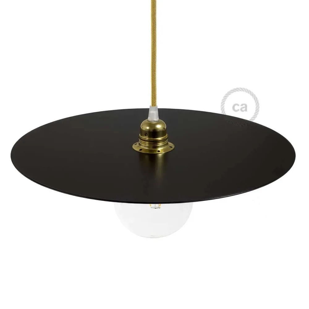 Plat Ellepì oversize en fer peint pour lampes à suspension, diamètre 40 cm - Made Italy - Noir