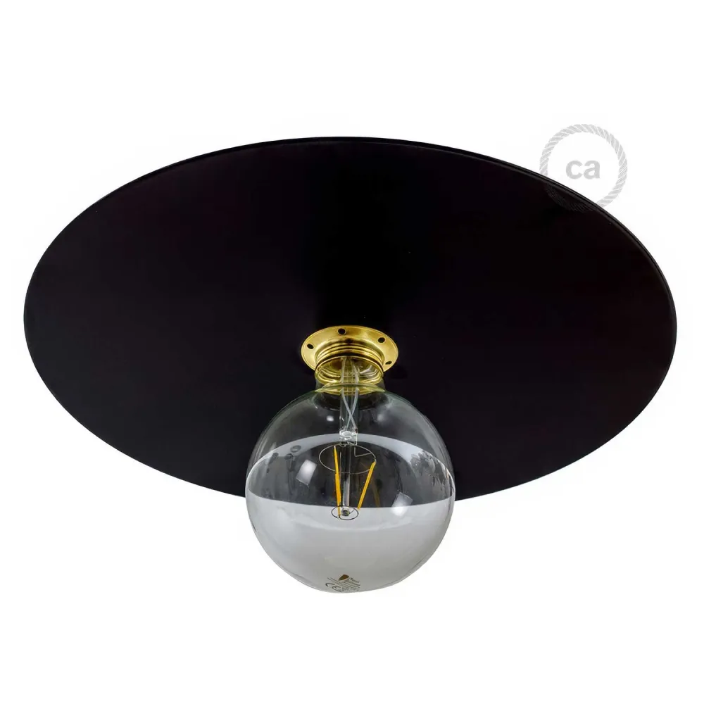 Plat Ellepì oversize en fer peint pour lampes à suspension, diamètre 40 cm - Made Italy - Noir