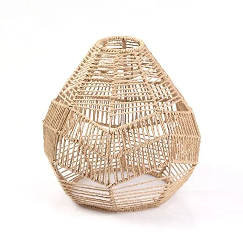 pologmase Abat Jour en Macramé - Corde en Papier Rotin Boho Tissé À La Main Couverture De Suspension Suspendue Boho Abat J...