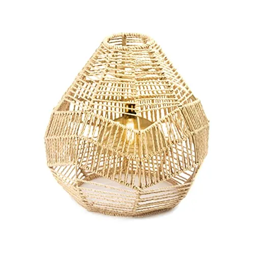 pologmase Abat Jour en Macramé - Corde en Papier Rotin Boho Tissé À La Main Couverture De Suspension Suspendue Boho Abat J...