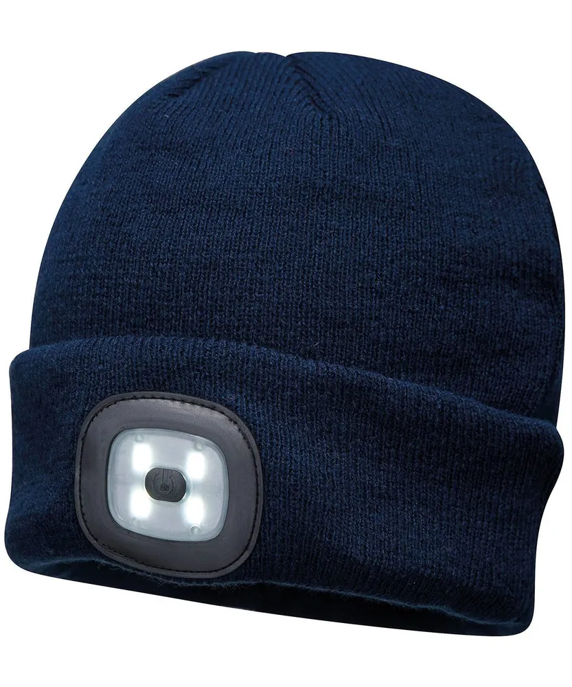 Portwest - Lampe frontale LED Beanie rechargeable par USB (B029) - Bleu marine - Ajoutez votre logo