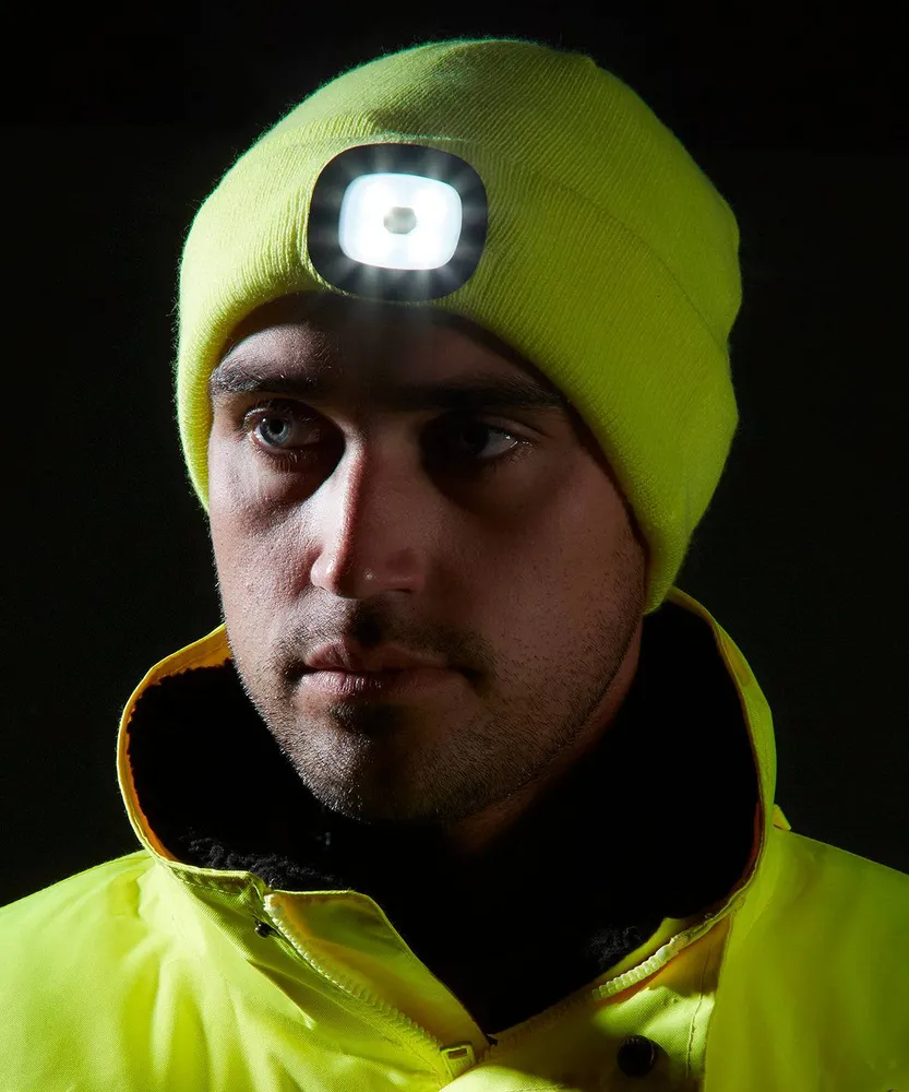 Portwest - Lampe frontale LED Beanie rechargeable par USB (B029) - Bleu marine - Ajoutez votre logo