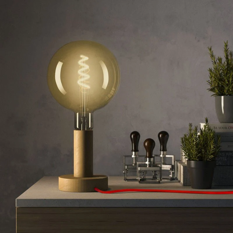 Posaluce - Lampe de table en bois Large - Naturel