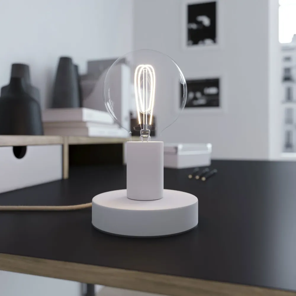 Posaluce - Lampe de table en métal avec fiche UK - Blanc mat