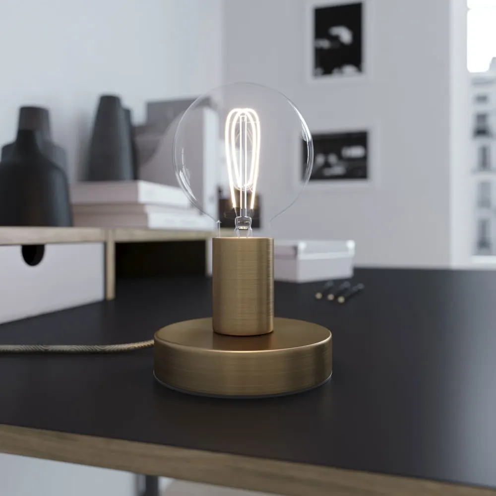 Posaluce - Lampe de table en métal avec fiche UK - Bronze satiné