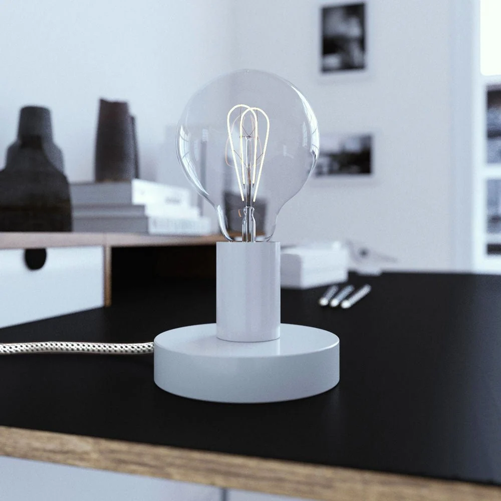 Posaluce - Lampe de table en métal - Blanc brillant