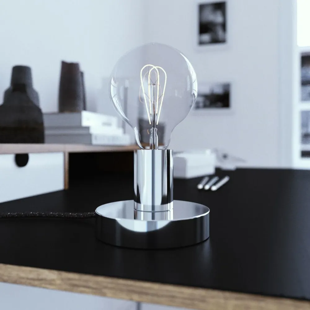 Posaluce - Lampe de table en métal et fiche UK - Chrome