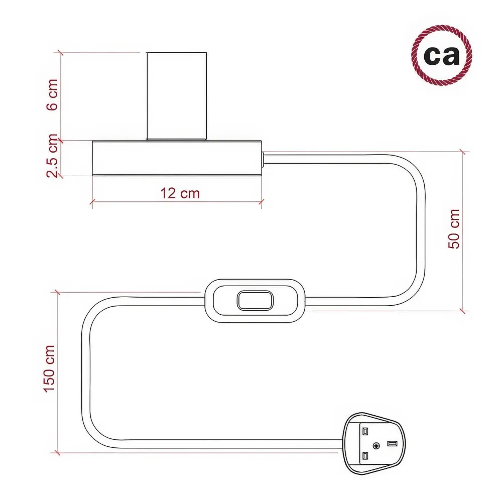 Posaluce - Lampe de table en métal et fiche UK - Chrome