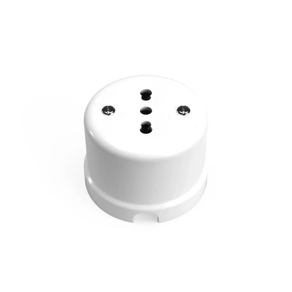 Prise bipolaire italienne 10/16A en porcelaine murale - Blanc
