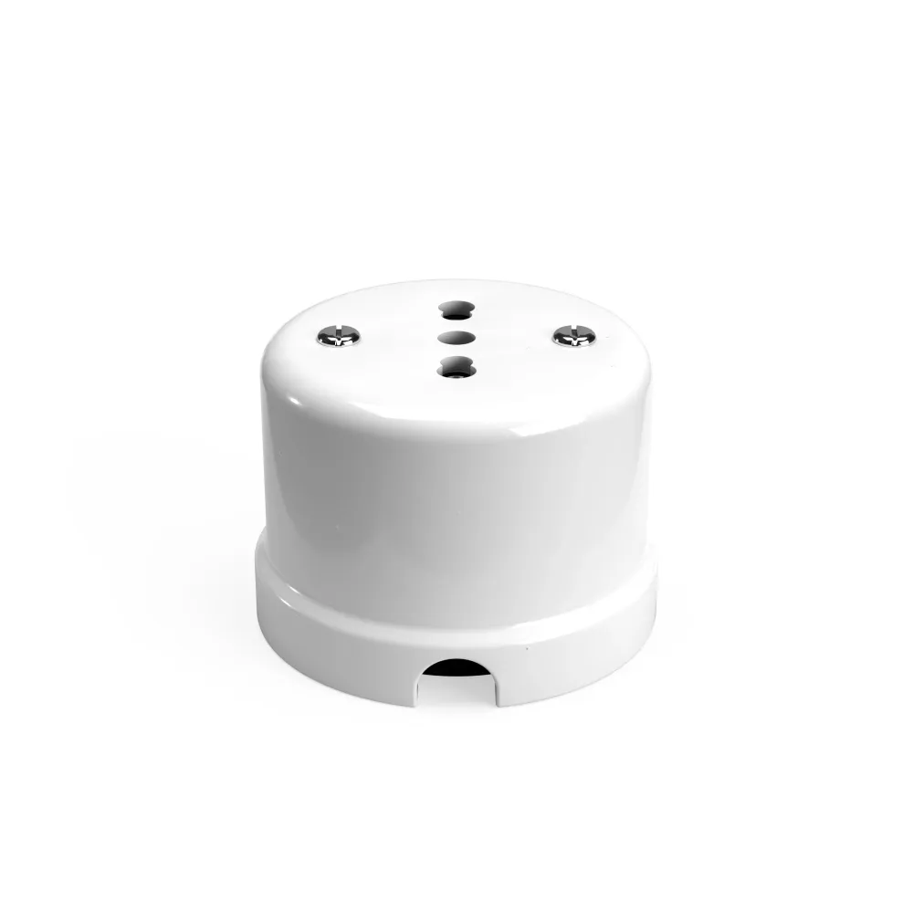 Prise bipolaire italienne 10/16A en porcelaine murale - Blanc