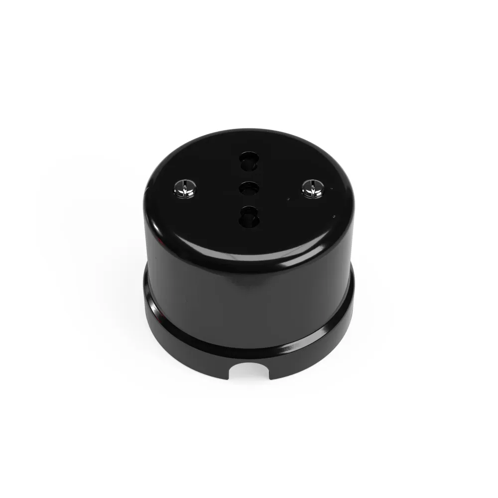 Prise bipolaire italienne 10/16A en porcelaine murale - Noir