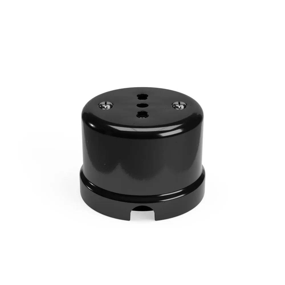Prise bipolaire italienne 10/16A en porcelaine murale - Noir