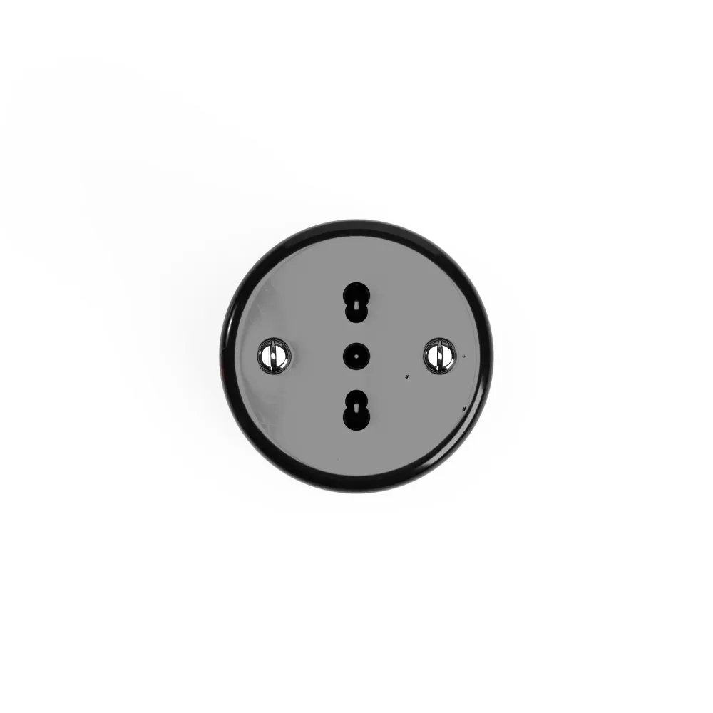 Prise bipolaire italienne 10/16A en porcelaine murale - Noir